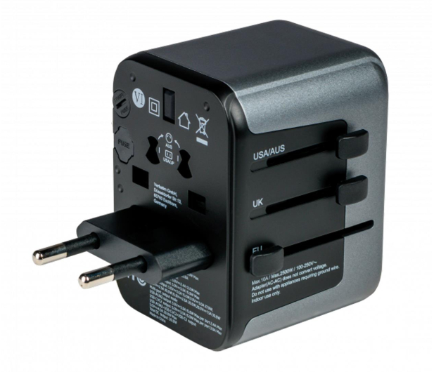VERBATIM Adapter podróżny UTA-03 49545 180 krajów, ładowarka PD 30W, QC 3.0 3x USB-C , 2x USB-A KAE1CVEWXX05 - 1192948 - zdjęcie 2